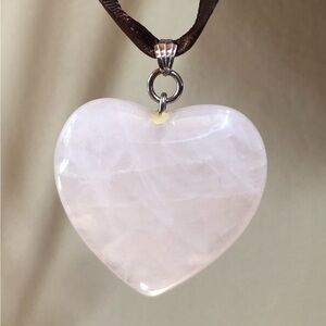 Rose Quartz Heart Pendant Necklace/Choker - Valentine's Day/ Anniversary